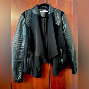 Blanc Noir flyaway draped faux leather jacket. Only worn once! Size L
